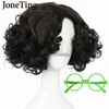 Cosplay Wigs JT Synthetic Mirabel Cosplay Wig Anime Movie ENCANTO Short Bob Black Curly Heat Resistant Fiber Wig Machine Made Halloween Party x0901