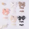 Accessoires pour cheveux, 3 pièces, pinces à cheveux avec nœuds doux pour fille, épingle à cheveux imprimée brodée, paire exquise, combinaison de clips pour bébé