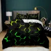 Beddengoedsets Geometrisch Dekbedovertrek Veelkleurig Honingraat Zeshoek Beddengoed Set Geometrisch Thema Metalen Textuur Streamline Qulit Cover R230901