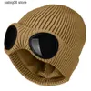 Bonnet / Skull Caps Chapeau de mode avec des lunettes femmes hiver solide bonnet décontracté tricot coréen tricoté orange noir tête plus chaude casquette T230731