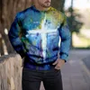 Hoodies masculinos 3d cruz impressão gráfica manga longa causal para homens meninos hip hop sweatshirts o pescoço moda topos roupas vestuário