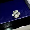 Bröllopsringar Wong Rain 100% 925 Sterling Silver 12CT Emerald Cut Simulated Gemstone Ring Engagement Fine Jewelry for Women 230831
