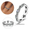 Wedding Rings 925 Sterling Silver Blue Sparkling Moon Ring Original Brand Couple Jewelry 230831