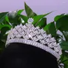 Hårklipp högkvalitativ lyx Zircon Crown Wedding Heavy Industry Full Rhinestone Bridal Headband Huvudbonad stil stilfull atmosfär