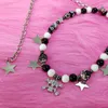 Naszyjniki wiszące czarny biały krzyż z koralikami Naszyjnik czaszki dla kobiet ciemne fajne kreatywne modne biżuterię Goth moda akcesoria