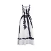 Basic Casual Dresses Vintage Elegant Square Collar Long Dres's Halloween Skull A-Line Dress Female Sleeveless Straps Slim Bowknot Party Dress 230831