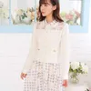 Sales Japan Style Sweet Girl Candy Color Bows Decorated Spets Mesh Jacquard Cardigan Sweater HKD230829