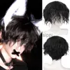 Perruques de cosplay Ailiade synthétique courte perruques bouclées pour hommes garçons cheveux vert foncé fabriqués à la machine résistant à la chaleur fête quotidienne anime cosplay perruque x0901