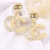 Boucles d'oreilles en diamant plaqué or avec lettres, boucles d'oreilles de styliste pour femmes, accessoires de bijoux, cadeau d'amour, 20 styles