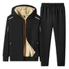 Männer Trainingsanzüge Männer Set Mode Marke Trainingsanzug Gefüttert Dicke Sweatshirt Hosen Sportswear Anzug Männlichen Winter Warme Mit Kapuze Oberbekleidung Fleece 230831