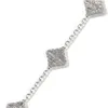 Hip Hop Tennis Pull Bracelet Full Zircon Four-leaf Clover Charm Bracelets White Gold Plated Jewelry Gifts