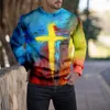 Felpe con cappuccio da uomo 3D Cross Graphic Print Manica lunga causale per uomo Ragazzi Felpe Hip Hop O Collo Moda Top Abbigliamento Abbigliamento