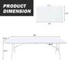Plastic Folding Table 4ft/6ft/8ft Portable Heavy Duty White Dining Table Fold-in-Half for Camp Party Kitchen Indoor Outdoor