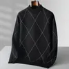 Men's Sweaters 8XL 7XL 6XL 2023 Fall Winter High End Turtleneck Sweater Men Soft Warm Mens Pullover Casual Argyle Cashmere Jumpers