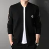 Männer Jacken Hochwertige Marke Gesticktes Logo Strickjacke Für Herbst Mode Business Casual Zipper Baseball Kragen Jacke