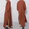 Roupas étnicas Homens Muçulmanos Jubba Thobes Árabe Paquistão Dubai Kaftan Abaya Robes Islâmico Arábia Saudita Preto Blusa Longa Vestir