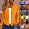 Chandails pour femmes couleur unie col en V Cardigan à manches longues veste d'extérieur