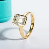 Bröllopsringar Anujewel 3CT Emerald Cut D Färgförlovningsring Gul 925 Sterling Silver For Women Jewelry Wholesale 230831
