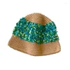 Bérets Chapeau de seau tricoté rétro pour femmes, chapeaux de pêcheur tissés colorés, Crochet décontracté Panama Bob Cap