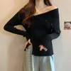 Kvinnors tröjor Fashion Sweater Women Off Shoulder Solid Sexig stickad Pullover Autumn Winter Long Sleeve Casual Versatile Jumper Q148