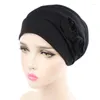 Ethnic Clothing Muslim Headgear Hat For Women Cotton Big Flower Ruffle Scarf Turban Adult Wrap Caps Lady Bonnet Hair Accessories