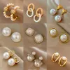 Stud Pearl Earrings 925 Sterling Silverörhängen Luxur Crystal Pearl Jewelry Woman Wedding Present