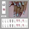 Unhas falsas Halloween Clown Print Press-on Nail Novel Style Impermeável Falso com cola segura para salão de beleza especialista e mulheres ingênuas