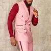 Abiti da uomo Rosa Uomo 2 pezzi Gilet Pantalone Tacca Risvolto Doppio petto Matrimonio Slim Fit Abito da sposo Smoking Terno Masculino Prom Blazer