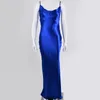 Casual Dresses Elegant Satin Backless Maxi Dress for Women Gown Summer Spaghetti Strap Sleeveless Night Club Party Long Vestido