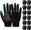 Gants de travail, 12 paires, avec paumes enduites de nitrile pour une excellente adhérence et protection, ainsi qu'un support d'écran tactile. Ce sont des gants de travail légers pour hommes et femmes. Noir