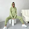 Women's Two Piece Pants Autumn/Winter Pullover Hoodies And Pocket Set Fleece Warm Sweatshirt Suit For Woman Sets