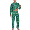 Men's Sleepwear Peacock Feather Pajamas Spring Animal Print Leisure Nightwear Men 2 Pieces Design Long-Sleeve Kawaii Pajama Sets