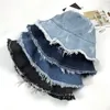 Wide Brim Hats Bucket Summer Autumn Washed Denim Sun Hat Women Fashion Tassel Floppy Cap Ladies Beach Female Cotton foldable 230831