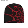 Beanie/Skull Caps 2023 Gothic Spider Patroon Wol Gebreide Muts Y2K Dames Heren Muts Winter Warm Mutsen Mannen Grunge Hip Hop Casual Skullies Outdoor T230731