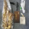 High-end E-platt altsaxofon Intlas-7100 lackerat guld mässingsmusikinstrument med tillbehör gratis frakt