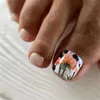 False Nails National Style Peony Flowers Printed Fake Toenails With Harmless And Smooth Edge For Professional Nail Art Salon Supply