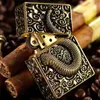 ZORRO Metal Emboss Kerosene Lighter Three Domineering Heavy Armor Snake Relief Copper Shell Smoking Accessories Gadgets For Men WD4B