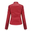 Giacca in pelle da donna donna 2023 autunno primavera moto motociclista cerniera rosso nero cappotto capispalla marrone XS viola blu scuro