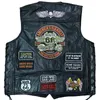 Gilets pour hommes 2023 Hommes Moto Gilet Court Sans Manches Veste Rétro Mode Broderie En Peau De Mouton Épissage Manteau Classique Biker Gilet