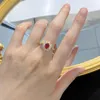 Clusterringen Lente Qiaoer 18K Verguld 925 Sterling Zilver 5 7MM Ovaal Lab Ruby Hoge Koolstof Diamant Edelsteen Sieraden Ring voor Vrouwen