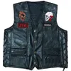 Herenvesten Mode Borduren Motorfiets Lederen Vest Man Kostuum Zwarte Kleur Biker Mouwloze Jas Punk Jas Herenkleding