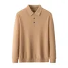 Herrtröjor toppklass Brnadkläder smart casual polo stickad tröja 2023 Spring Autumn Men Classic Solid Color Wool Pullover