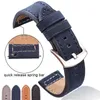 Titta på band Hengrc äkta läder Watchbands Armband Black Blue Grey Brown Cowhide Strap For Women Men 18 20mm 22mm 24mm Wrist Band 230831