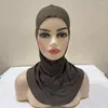 Etnische kleding Eid moslim Womens effen kleur één stuk Amira Hijab Cap Ramadan islamitische slijtage direct innerlijke tulband Underscarf hoeden hoofddeksels