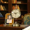 Table Clocks Luxury Metal Clock Home Decor Living Room Office Desk Vintage Silent Quartz Watch Desktop
