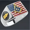 Band Rings Gothic AG Masonic Mens Ring smycken USA Flag Mens Punk Freemason Jewelry T230727