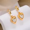 Dangle Oorbellen Roze Zirconia Hart Hoepel Voor Vrouwen Meisje Mode Goud Kleur Koper Sieraden Geschenken Dwz Moeder Zus Vriend