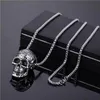 Vintage domineering skull head titanium steel pendant necklace with personalized trendy men's fashion punk rock hip-hop accessories