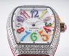 ABF V32 Vanguard Color Dream Swiss Quartz Chronograph Ladies Watch Mulheres Diamantes Caso MOP Dial Big Number Couro Vermelho Lady Super Edition Reloj Hombre Puretime G7