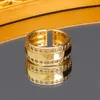 Fashion Brand Letter Designer Band Rings High Quality Gold Plated Silver Copper Ring Inlaid Crystal Lovers Wedding Jewelry Adjustable Accessories